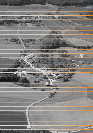 Aufgaben_Linien_Litzelhausen Litzelhausen in schwarz-weiss, durchsetzt mit Linien