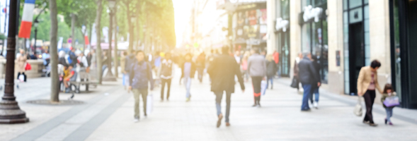blur background of tourist walking on street